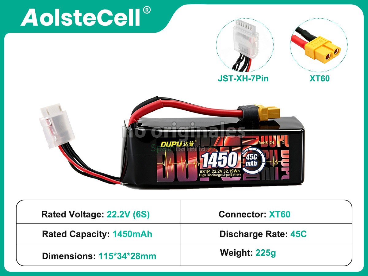 Batería para Vuelo inteligente AolsteCell 22.2V 1450MAH 45C XT60