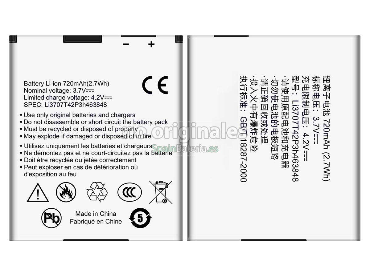 Batería para ZTE A833